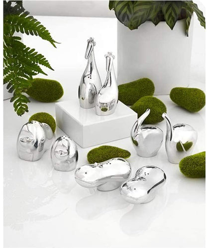 nambe Savanna Collection Elephant Salt & Pepper Shakers | Set of 2 for Home Décor | Measures at 3" x 3" x 3.5" | Made with Nambe Alloy | Designed by Neil Cohen