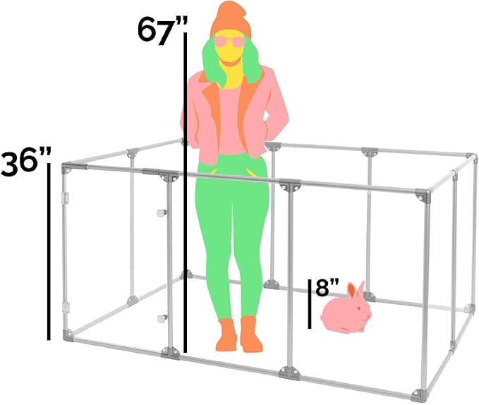 Clearly Loved Pets 36" Tall Large Lucidium Pet Pen, Silver