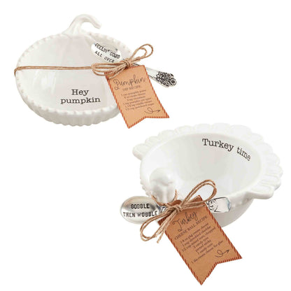 Mud Pie Thanksgiving Tidbit Set, Pumpkin, 4 3/4" x 4 1/2"