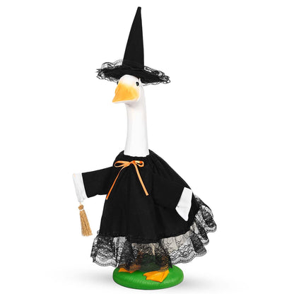 JcHrmers Witch Goose Outfit 23" Halloween Goose Clothes and Witch Hat for Cement Goose Statue Yard Lawn Decor