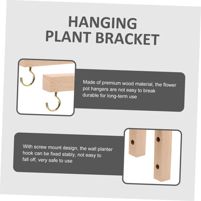 Toyvian 2pcs Wooden Plant Hook Wall Brackets for Hanging Flower Baskets Bird Feeders Wind Chimes Outdoor Garden Décor
