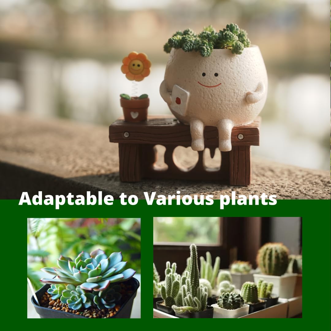 Ahilzam Smiley Face Planter Pots Sitting Sunflower Planter, Cute Planters for Indoor Outdoor Plants, Succulent Pots with Drainage Hole Unique Ideals Gift for Plant Lovers