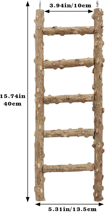 Natural Pepper Wood Parrot Ladder - Bird Climbing & Chewing Toy, Cage Accessory for Parrots, Parakeets, Cockatiels