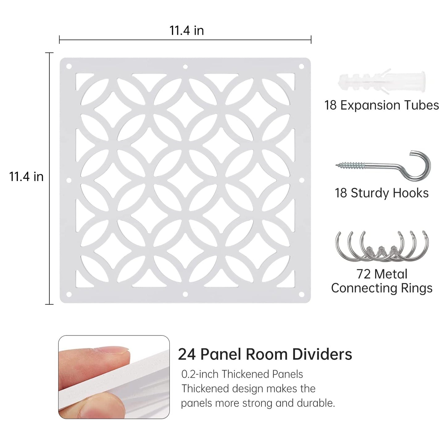 Boshen 24PCS Hanging Room Divider Wall Screen Panel Room Divider Panels Privacy Screen Divider Home Decor for Living Room Bedroom Home Office Restaurant Decor-White02