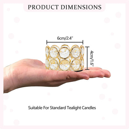 VINCIGANT Pack of 12 Gold Crystal Tea Light Candle Holders for Wedding Home Table Centerpiece Decoration, Valentine's Day Gifts (Candle Excluded)
