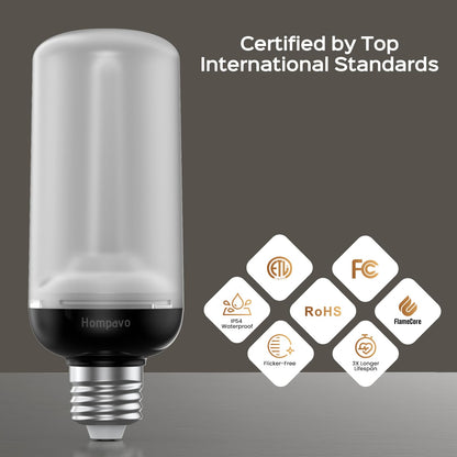 Hompavo Gen2 LED Flame Light Bulbs, Like Real Fire 4-Mode Flickering Light Bulbs with Upside Down Effect, E26 Flame Bulb for Halloween Christmas Party Patio Porch Home Indoor & Outdoor Decorations, 2