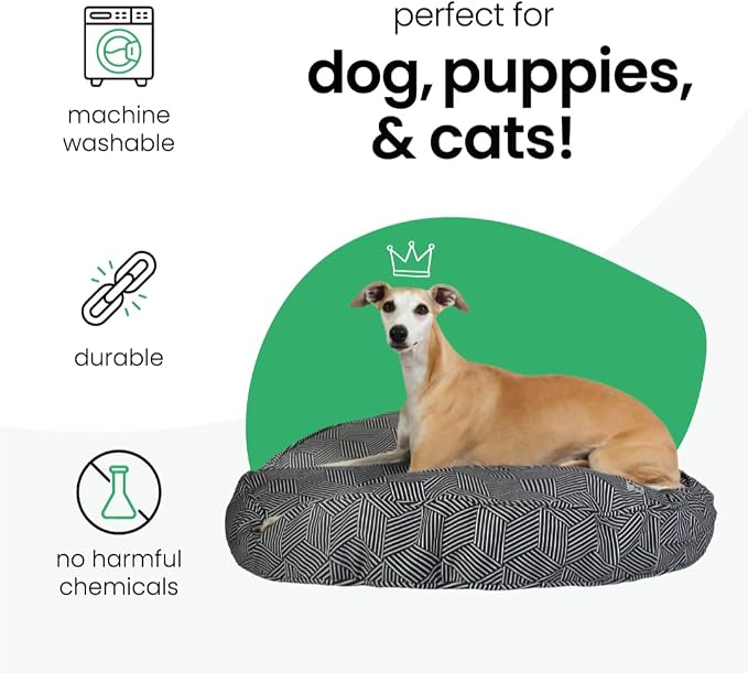Molly Mutt Huge Dog Bed Cover - Rough Gem Print - Measures 36” x 5’’ - 100% Cotton - Durable - Breathable - Sustainable - Machine Washable Dog Bed Cover