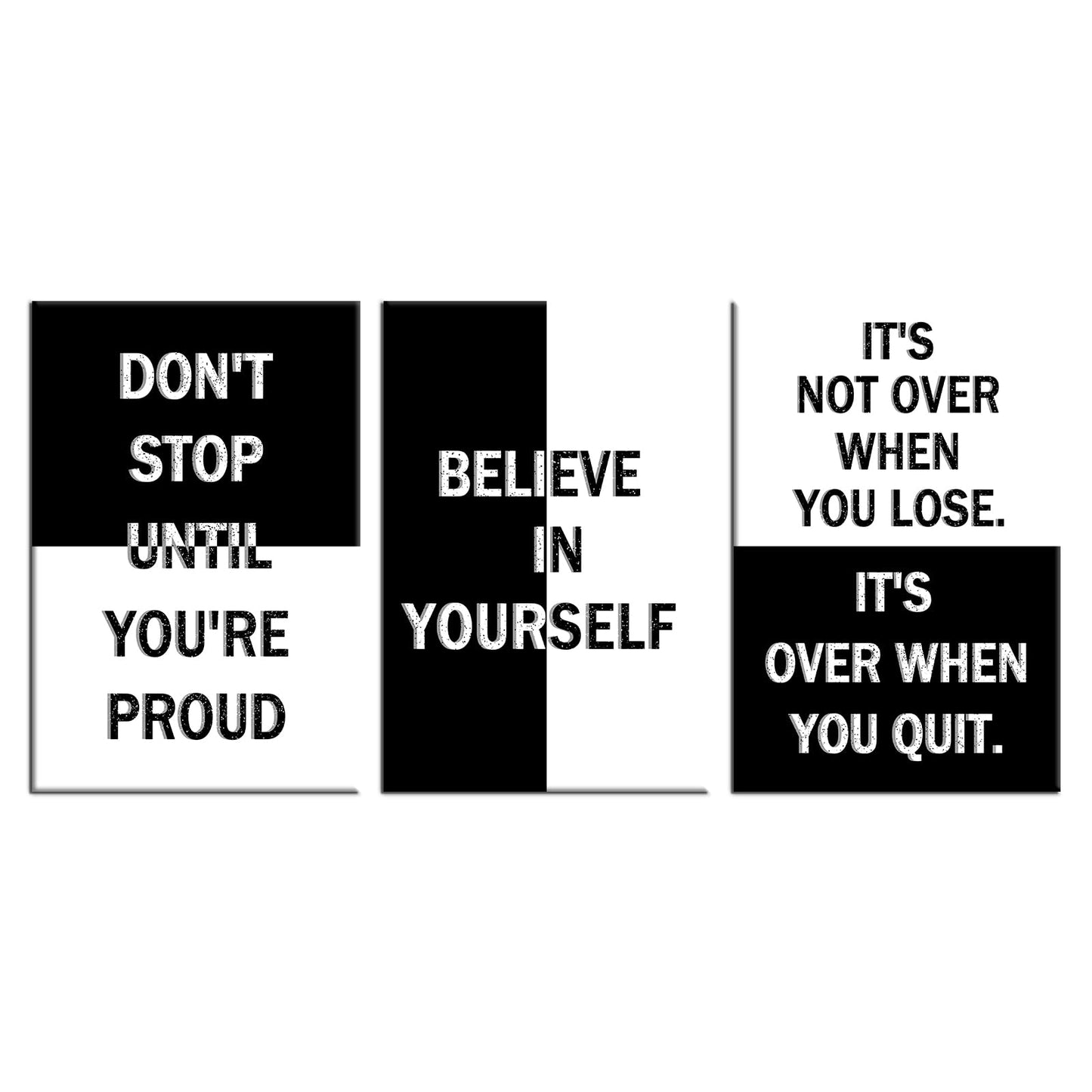 Motivational Canvas Wall Art Poster Painting 3 Piece Inspirational Entrepreneur Quotes Positive Picture Print Wall Decor for Modern Home Bedroom Office Artwork Stretched and Framed [48''Wx24''H]