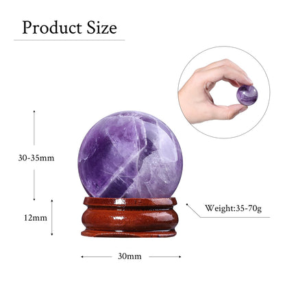 mookaitedecor Natural Amethyst Crystal Ball with Stand, 30-35 mm Decorative Round Stone Sphere Sculpture Figurine for Witchcraft Feng Shui Divination Home Decor