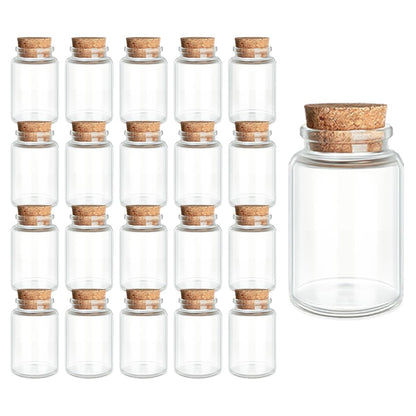 21-Pack 0.68 oz (20 ml) Glass Bottles with Cork Stoppers – for Spell Bottles, Spice Jars, DIY Party Favors, Travel Memories & Plant Propagation – Empty Recyclable Containers for Crafts, Kitchen,Décor