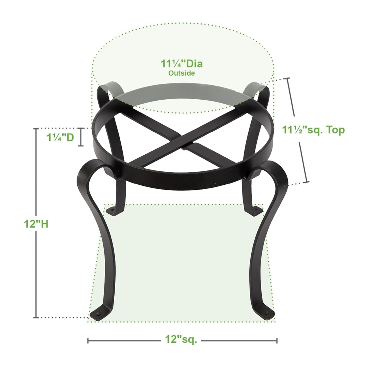 Oakestry Patio Flowerpot Stand 12-Inch Black Metal Plant Holder Indoor Outdoor Planter Riser for Garden Balcony Deck Floor Display Heavy Duty Stable Base Decorative Compact Home Patio Use