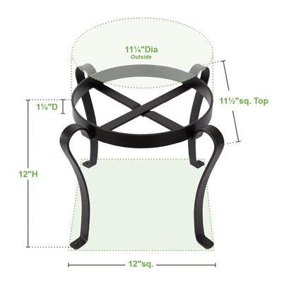 Oakestry Patio Flowerpot Stand 12-Inch Black Metal Plant Holder Indoor Outdoor Planter Riser for Garden Balcony Deck Floor Display Heavy Duty Stable Base Decorative Compact Home Patio Use