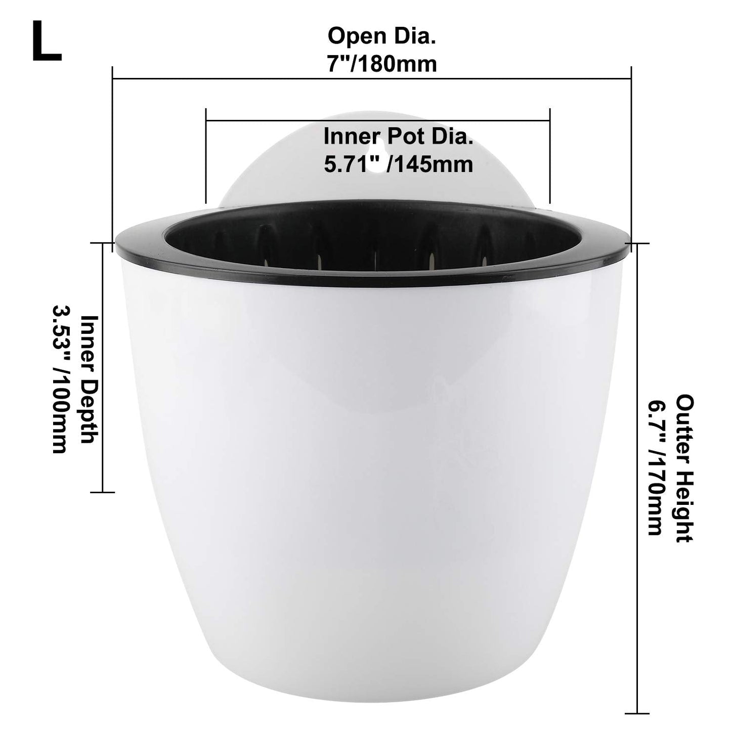 Homend 7 Pack Self Watering Hanging Planters, L Size, Suitable for Indoor or Outdoor Use, Durable and Great for Gifting