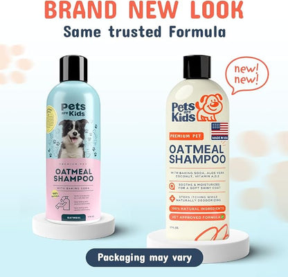 Pets are Kids Premium Oatmeal Shampoo for Dogs, 17 oz – Natural Itch Relief, Dry Skin Soother, Hydrated & Shiny Coat – Gentle Formula with Aloe, Coconut & Baking Soda – Natural & Hypoallergenic