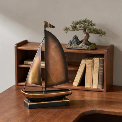 XGZY Iron Sailboat Ornament Decor,Small Ship Model Decorations for Coastal,Nautical Bathroom,Modern Farmhouse,Living Room,Shelf,Desk Accessories for Men (C)