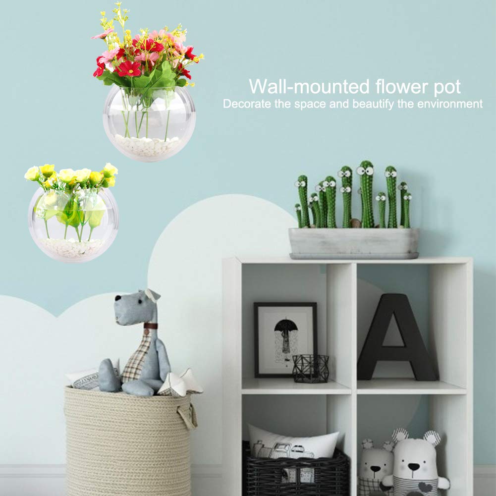 Firlar Clear Wall Hanging Plant Terrarium, 2 Pcs Acrylic Wall-Mounted Plant Pot Fish Tank Globe Flower Vase Terrarium Container Air Plant Holder Wall Hanging Bowl for Air Plants Succulents Fish