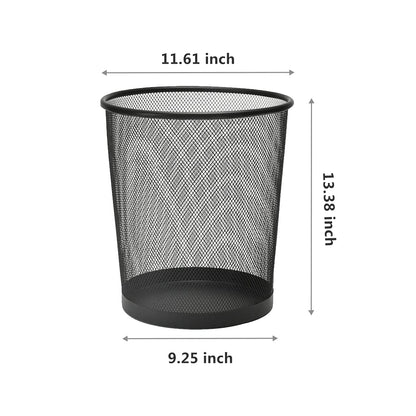 SHSYCER Black Mesh Trash Cans, 10-Pack 6 Gal Mesh Office Trash Can, Open Metal Wire Wastebaskets, Waste Basket Trash Can for Near Desk,Recycling Garbage Container Bin for Office,Home,School