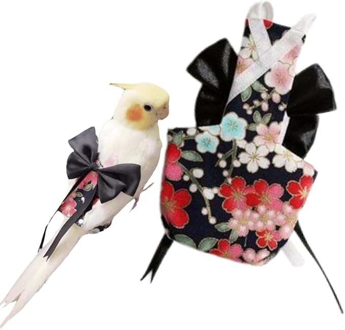 Bird Diaper Parrot Washable Diapers, Parrot Flight Suit, Reusable Nappies for Parakeet Cockatiel Mini Macaw Budgie Conure Lovebird (Black,Pigeon)