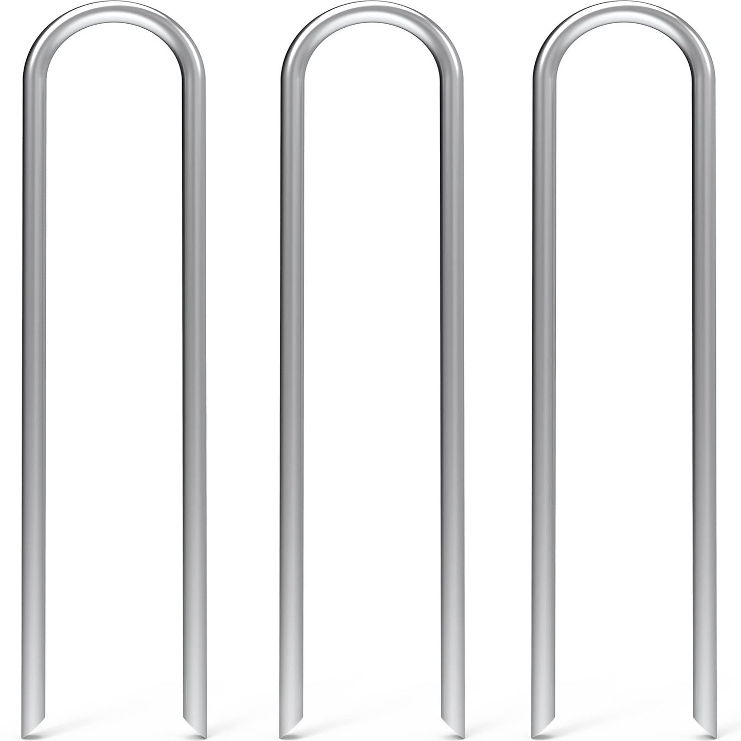 MySit 12 Inch 25 Pack Heavy Duty U Shaped Garden Stakes, 11 Gauge Galvanized Fence Stakes Landscape Staples Metal Yard Stakes for Ground, Drip Hose, Inflatables, Outdoor Decorations