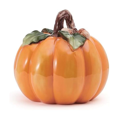 Fitz and Floyd Harvest Halloween Pumpkin Ceramic Figurine, 7.5 inch
