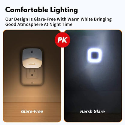 LuxLumin LED Night Light Plug into Wall with Smart Dusk to Dawn Sensor, Automatically Turn on and Off,Night Light for Kids,Bedroom,Bathroom,Stairs,Warm White, 4 Packs