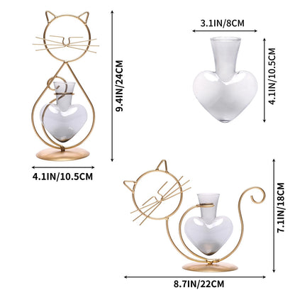 Plant Terrarium Plants Propagation Station Cat Lover Gifts for Women Home Office Decor Cat Desk Accessories