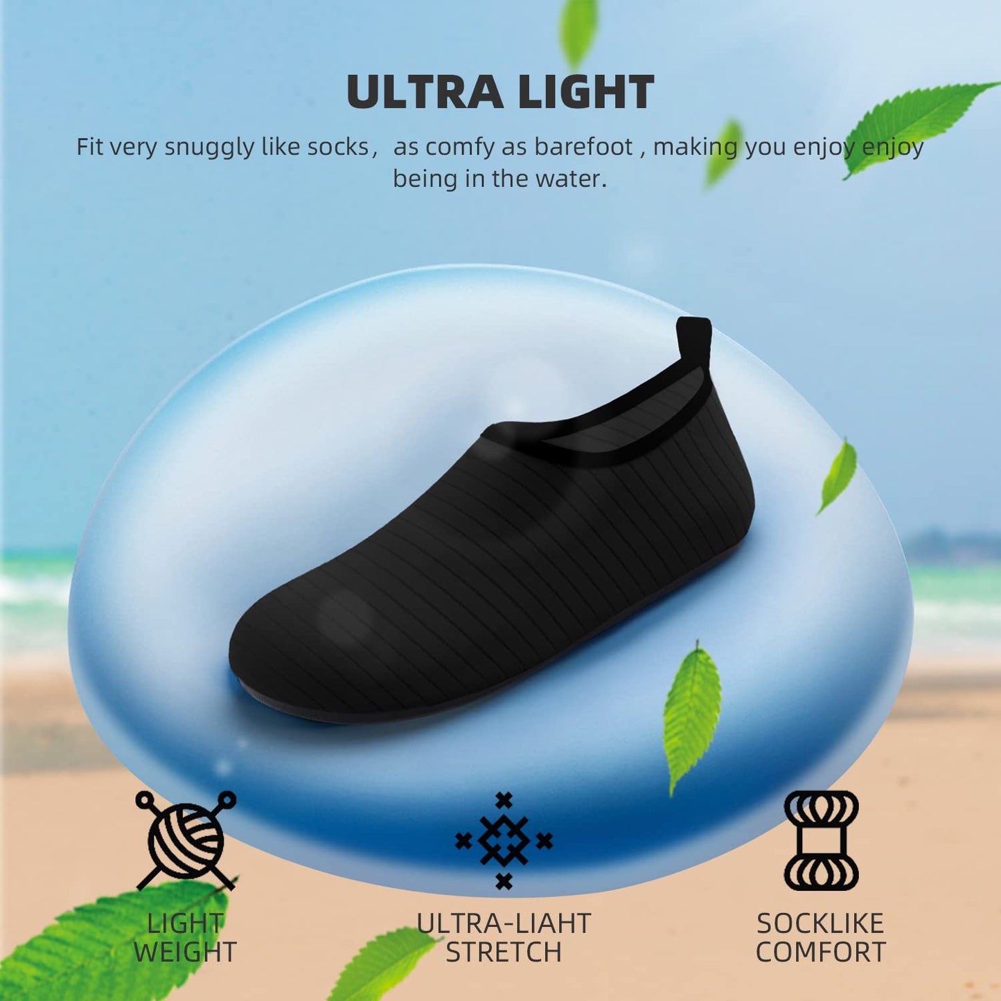 Water Shoes for Women Men Quick-Dry Aqua Socks Swim Beach Barefoot Yoga Exercise Wear Sport Accessories Pool Camping Must Haves Adult Youth Size 5-6 Women/4-5 Men