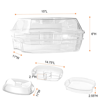 IVYHOME Fruit Ice Serving Tray, Chilled Veggie Tray, Shrimp Cocktail Serving Dish, Appetizer Serving Platter for Parties, with Lid and 4 Compartments