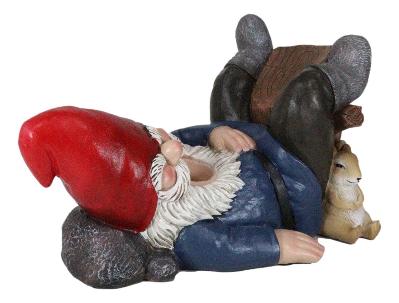 Ebros Gift Whimsical Festive Holiday Novelty Tipsy Drunk Mr Gnome Sleeping in Forest Near Squirrel Wine Bottle Holder Rack Caddy Stand Figurine As Kitchen Dining Bar Countertop Decorative Accent