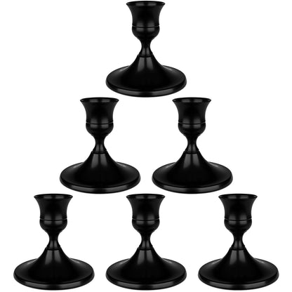 Black Candle Holder Taper Candle Holders, Set of 6 Candlestick Holders Decor for Home Decor, Metal Taper Candleholder for Fall Thanksgiving Halloween Christmas Table Fireplace Decor