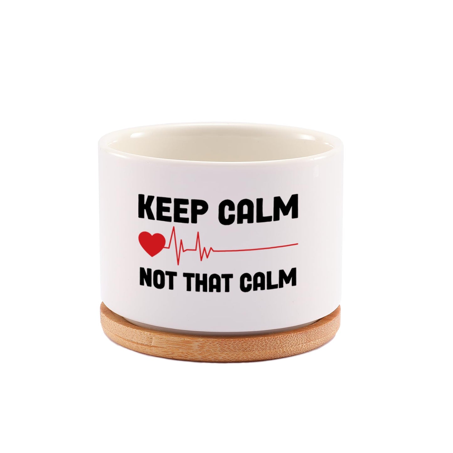 Keep Calm Not That Calm Nurse Gifts Ceramic Succulent Plant Pot Round Doctor EMT Nursing Student Cardiologist Home Office Decor Plant Lover 3.5 Inch White (No Plants) (with Bamboo Tray)