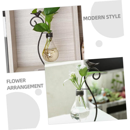 MAGICLULU Creative Hydroponic Glass Small Vase with Metal Stand, Decorative Tabletop Bird Plant Terrarium for Home Décor and Modern Living Room Centerpiece