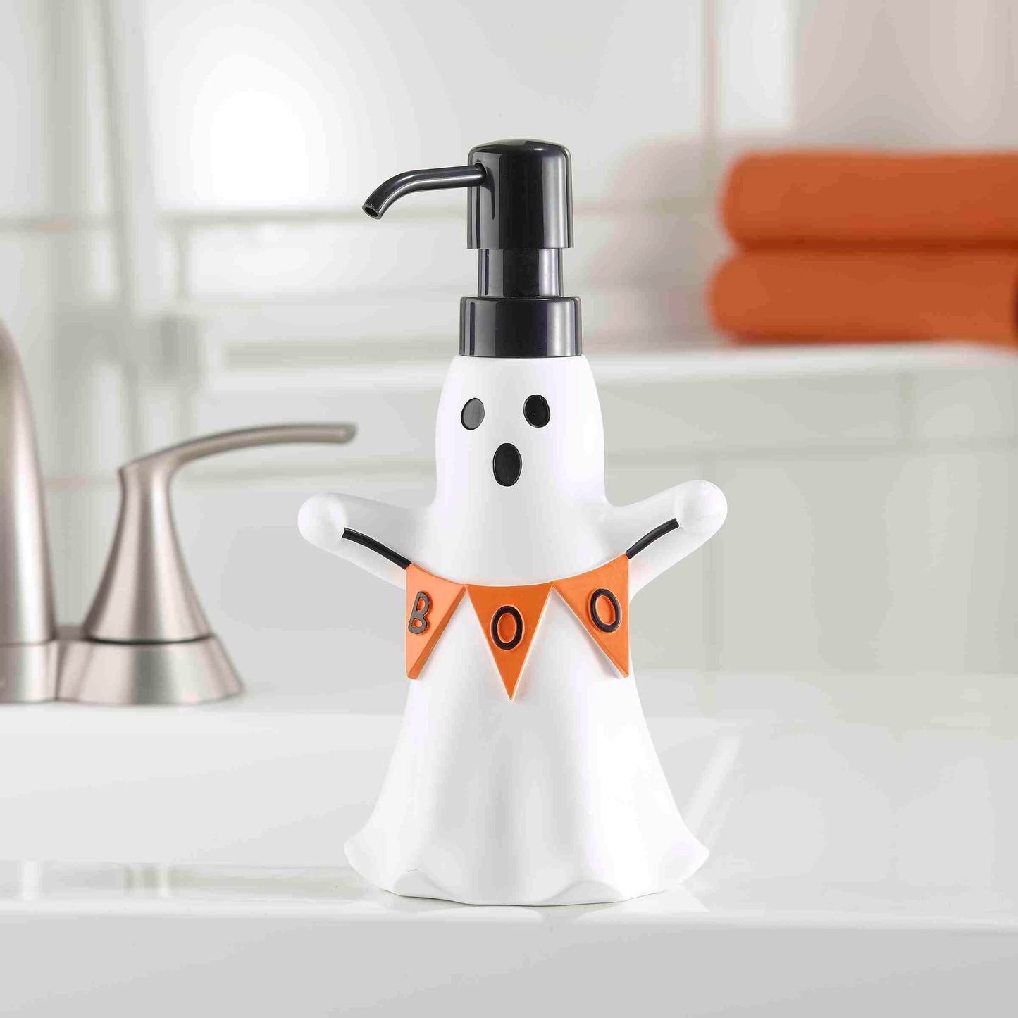 Avanti Linens - Lotion Pump/Soap Dispenser, Resin Countertop Accessories, Halloween Home Decor (Ghost Boo)