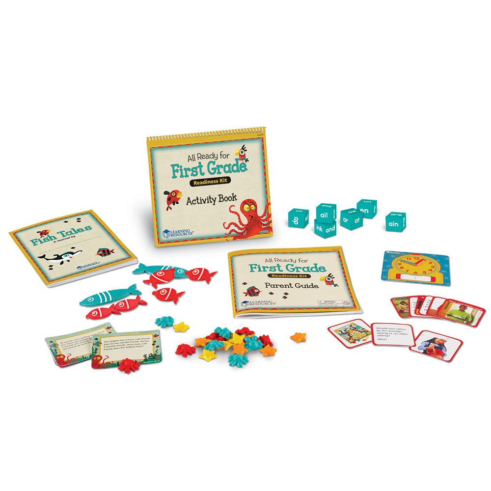 Learning Resources All Ready for First Grade Readiness Kit, Back to School Activities, School Preparation Toys, Homeschool, 32 Page Guide Included, Ages 5+