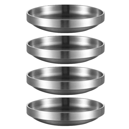 Incauca 4.5 Inch Stainless Steel Soy Sauce Dishes, Double Walled Mini Chip and Dip Bowls, Dipping Sauce Ramekin, Seasoning Cups, Metal Small Side Dish Bowls for Condiment Sushi Ketchup, Silver