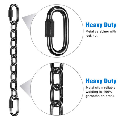 BeneLabel 2Pcs 28 inch Black Heavy Duty Hanging Chains with 4 Carabiners 1000 LB Capacity Hanging Hammock Chair Hardware Extension Chain for Swing, Hanging Chair, Punching Bags, Indoor and Outdoor