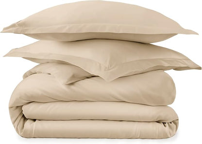 100% Organic Cotton Duvet Cover King Size - Naturally Soft Lightweight & Cooling Duvet Cover Set with Decorative Shams - Premium GOTS Certified 300 Thread Count Sateen Weave (Dune, King)