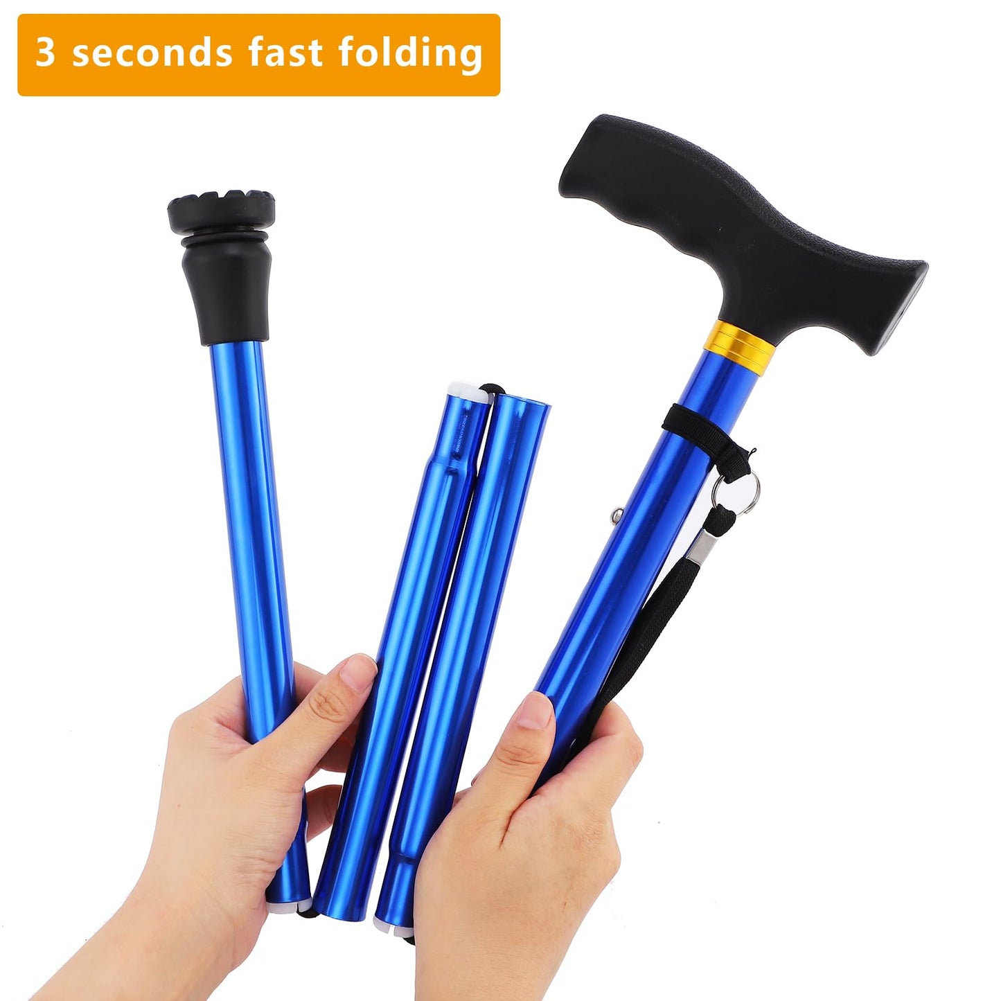 LIXIANG Walking Cane for Women for Stability Balance Folding Foldable Canes for Men Heavy Duty Collapsible Fashionable Decorative Cane Pure Blue
