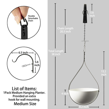 Hajia Waterdrop Shaped Hanging Planter, Metal Plant Hanger with Non-Detachable Pot, Hanging Plant Holder for Wall and Ceiling Decor.(No Plants and Drainage Holes) (Black, Medium 1 Pack)