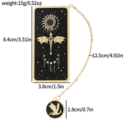 Fantasy Fourth Wing Dragon Bookmark - Cute Metal Bookmark Combines Dragons, Swords, Glow-in-The-Dark Feathers Elements, a Collectible Gift for Novel Fans Book Lover(2pcs Style B)