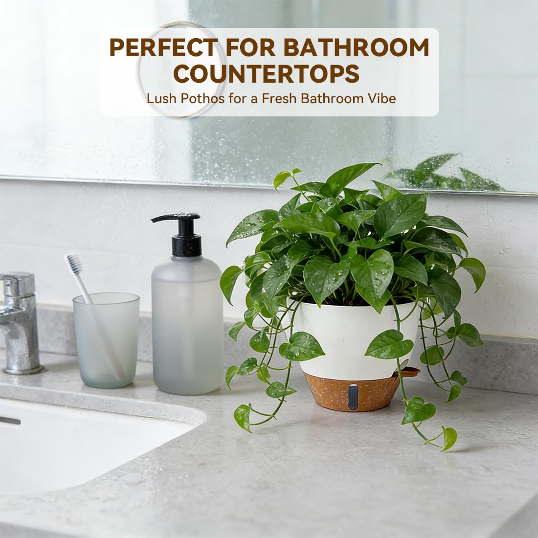Tinecio 7/6.5/6/5.5/5 Inch Self Watering Pots, Plastic Flower Pots with Multi Mesh Drainage Holes and Deep Reservoir for Indoor Outdoor Garden Plants and Flowers (White, 5/5.5/6/6.5/7)
