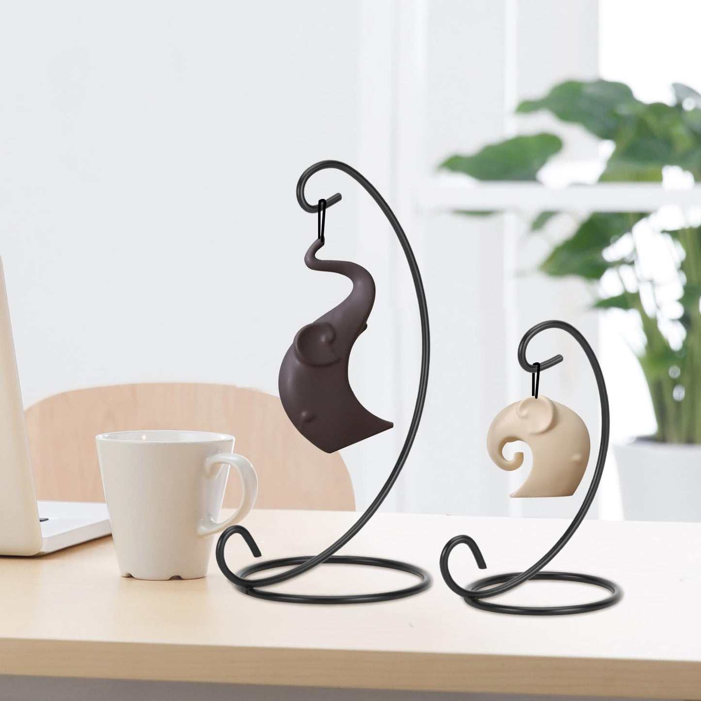 EOWCO 6in Single Ornament Display Stand, Small Tabletop Ornament Hangers, Air Plant Holder, Black Hanging Hook for Christmas Halloween Decoration, Glass Crystal Witch Ball, Home Wedding, Party Decor(1pcs)