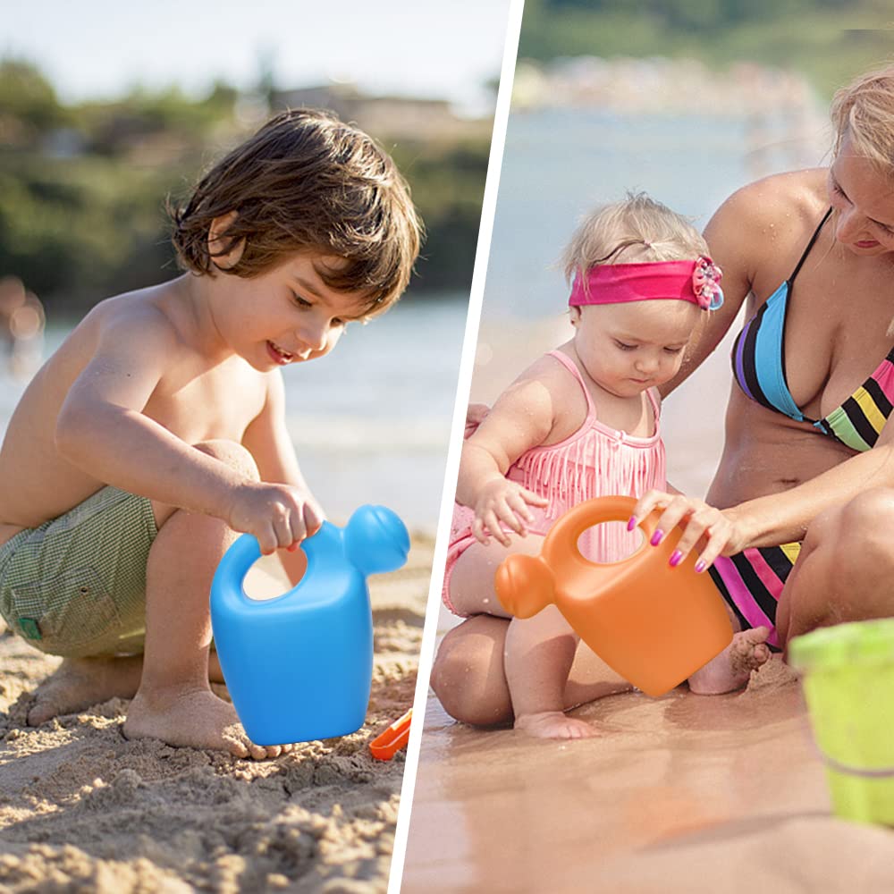 Beach Sand Watering Can Toy for Kids, Havy Duty Plastic Water Can for Garden Beach Bath Play Time, Water Can Garden Sandbox Tools for Boys Girls, 2PCS - Blue Green