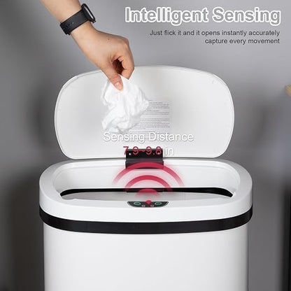 FDW Garbage Can 13 Gallon 50 Liter Kitchen Trash Can for Bathroom Bedroom Home Office Automatic Touch Free High-Capacity with Lid Waste Bin