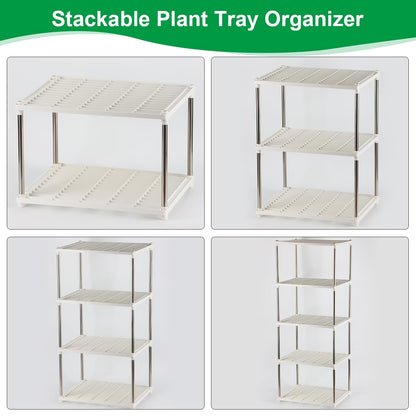 RooTrimmer 5 Layer Seed Starter Tray, Plant Stand, Storage for Nursery Pot Seedling Cell Tray Container Indoor/Outdoor Plant Rack Holder (White)