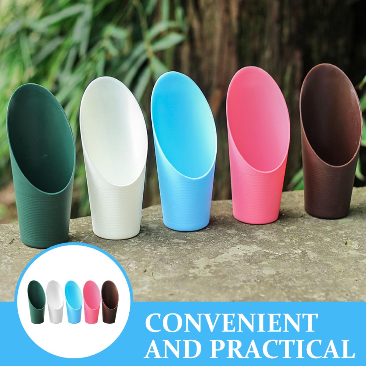 DIYEAH 5pcs Plastic Soil Dig Shovel Set for Gardening and Bonsai Planting Multi-Color Lightweight Soil Scoops for Potted Plants