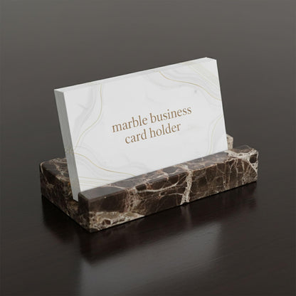 NAVISSORY Marble Business Card Holder for Desk, Brown Card Display Stand, 25 Cards Capacity (Pack of 1) (1)
