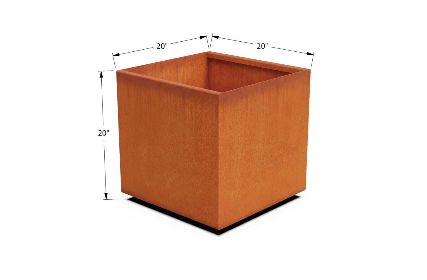 Plantercraft Corten Steel Planter 20" Cube Square Metal Garden Box Heavy Duty | Made in USA | Fully Assembled | Commercial Residential | with Drain Holes