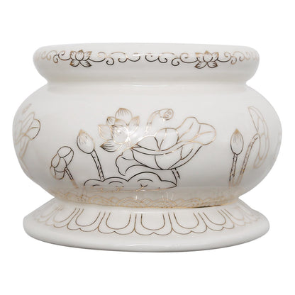 Zreneyfex 4 Inches White Ceramic Incense Small Burner Pot for for Meditation, Prayer & Yoga for Praying Buddha Tibetan Buddhist Altar Incense Censer