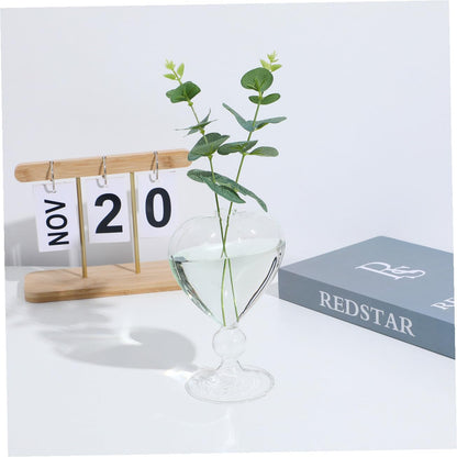 HEALLILY Heart Shaped Hydroponic Glass Vase Desktop Flower Holder Decorative Terrarium Planter for Fresh Dried Plants Transparent Creative Centerpiece for Home Office Tabletop Decor